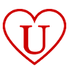 Letter u red heart