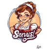 Sweet dirndl girl says goodbye