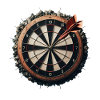 DARTBOARD WITH DARTS IN IT