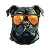 Bulldog Chien Hipster Cool Party
