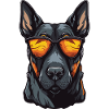 Doberman chien hipster cool party