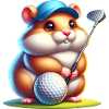 Funny hamster golfer playing golf