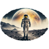 Astronaut on moonscape