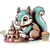 Cute cartoon squirrel in sandbox