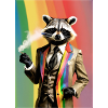 Smoking racoon in rainbow flag