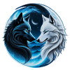 Two majestic wolf heads