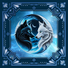 Two majestic wolf heads