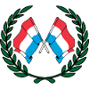 Flags Luxembourg in laurel wreath