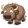 Playful Bison Cartoon Character