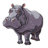 Funny hippo cartoon motif