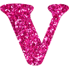 Letter V Pink Glitter
