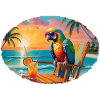 Parrot on the beach in sunset