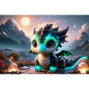 Dragon - green-blue in the moonlight