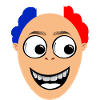Happy French man looks sideways