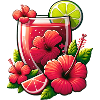 Red hibiscus tea glass