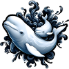 Beluga whale in wave