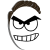 Mean man frowns