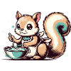 Cute cartoon squirrel baking cake