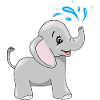 Cute baby elephant bathing