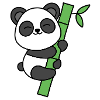 cute panda with bamboo