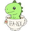 funny t-rex in tea cup tea rex