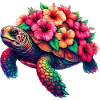 Turtle with Hibiscus Flowers