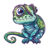 Big-eyed charm chameleon friends