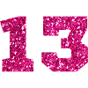 Number 13 Pink Glitter - 13th Birthday