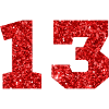 Numero 13 Glitter Rosso - 13° Anniversario
