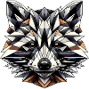 geometric raccoon head - polygons motif