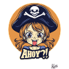 Piccola ragazza pirata birichina carina dice ahoy