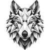 Geometric Wolf Head Polygons Motif
