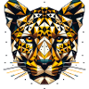 Geometric Leopard Head Polygons Motif