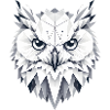 Geometric Snow Owl Polygons Motif