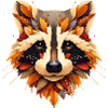Raccoon, designed from different leaves