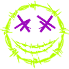 Green barbed wire face