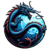 Mystical Blue Dragon Circle Art