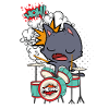 Funny cat plays drums