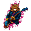 Rocker Cat Plays Guitar Instruments