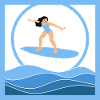 Brown surfer above the waves