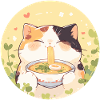 Katze isst Ramen