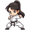 Karate Mädchen Cartoon Stil
