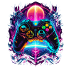 Vibrant Cyberpunk Retro Gaming Controller