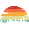 Retro Sunset Skyline Cityscape