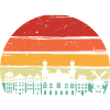 Retro Sunset City Skyline