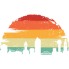 Sunset City Rainbow Silhouette