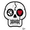 cool skull with heart