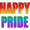 Happy Pride rainbow text