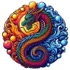 Vibrant Yin Yang Dragon