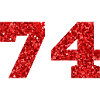 74 Red Glitter - 74 Birthday